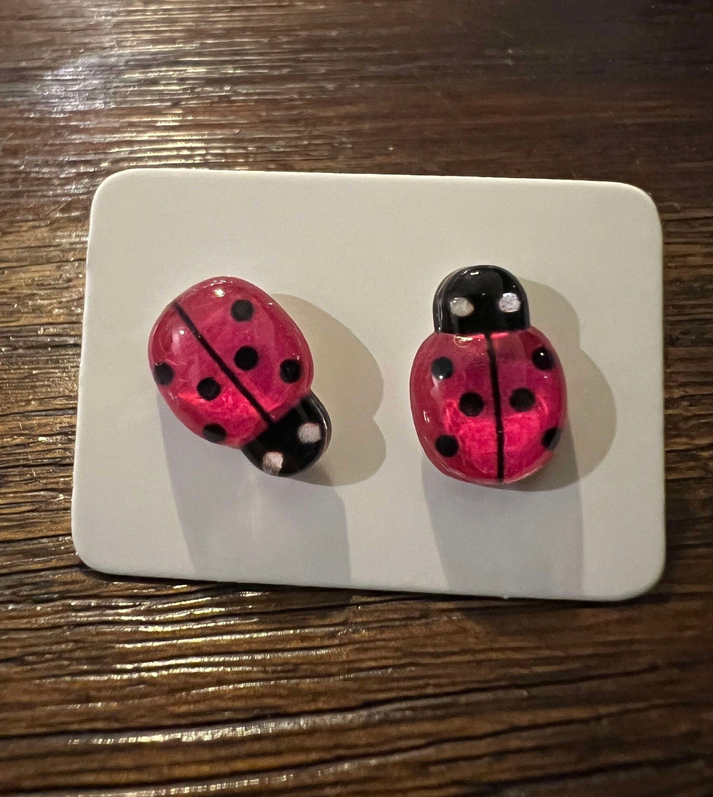 Cuties Mini Stud Earrings - Hot Pink Ladybug