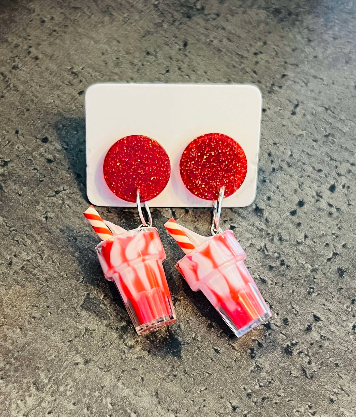 Popping Candy Dangle Earrings - Strawberry Shake