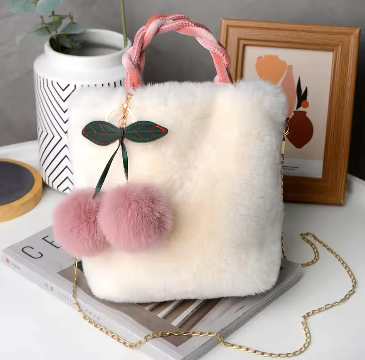 Floof Mini Bucket Bag - White