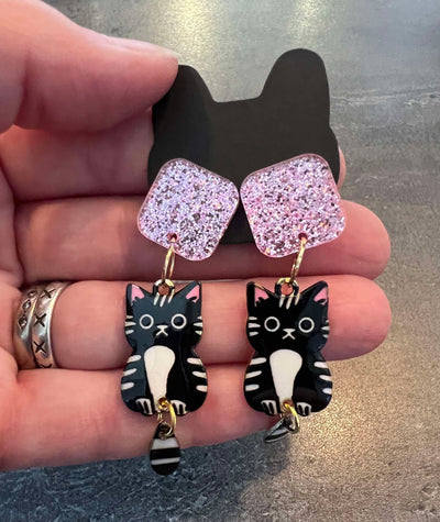 Popping Candy Dangle Earrings - Kat Black Tail
