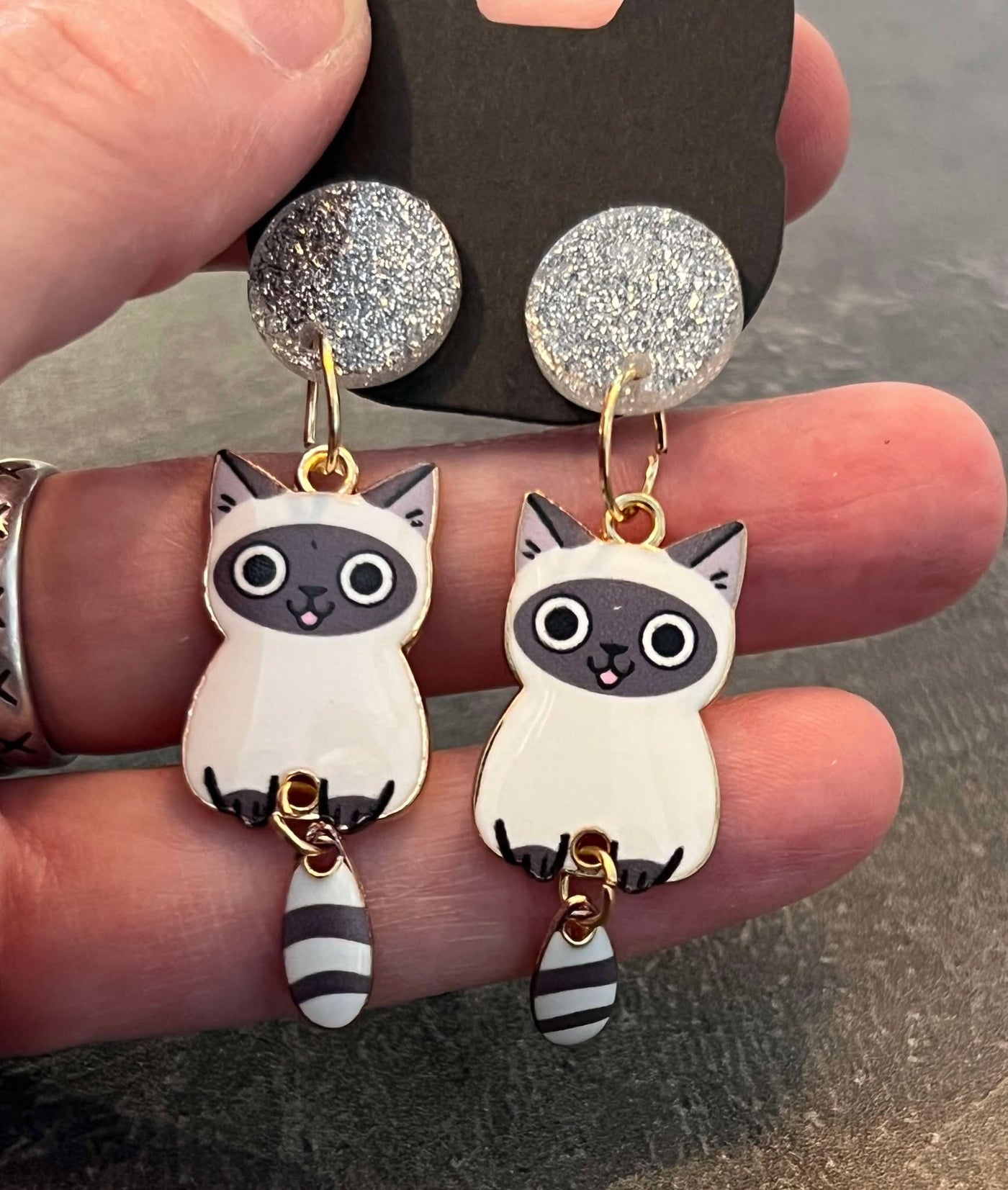 Popping Candy Dangle Earrings - Kitty Gray Ringtail