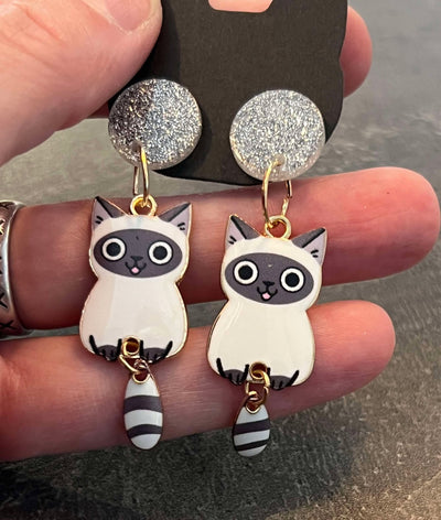 Popping Candy Dangle Earrings - Kitty Gray Ringtail