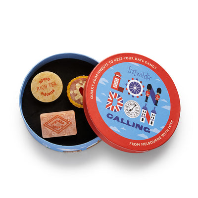 Erstwilder London Calling - A Biscuit or Three Mini Brooch Set