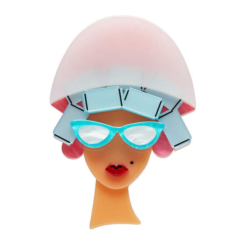 Erstwilder Fan Favourites - Fancy New ‘Do’ Brooch (Blue Curlers)