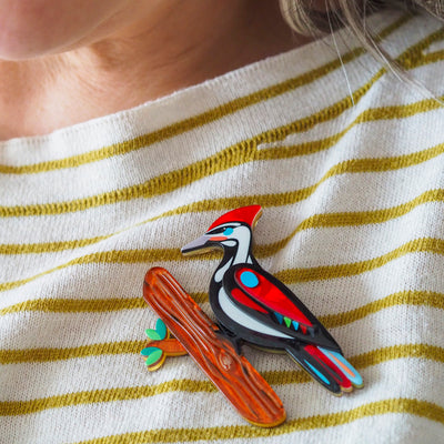 Erstwilder x Pete Cromer - The Persistent Pileated Woodpecker Brooch
