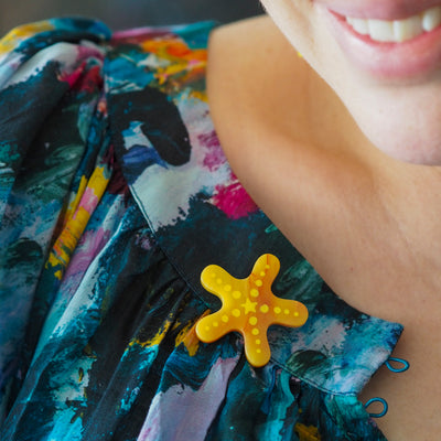 Erstwilder Great Barrier Reef - Orange Starfish Simplified Mini Brooch