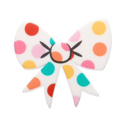 Erstwilder - Polka Dot Bow Simplified Mini Brooch – White