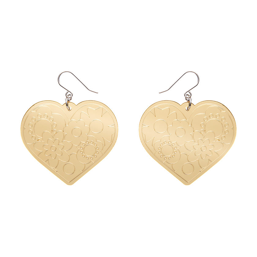Erstwilder - Love Heart Mirror Drop Earrings - Gold