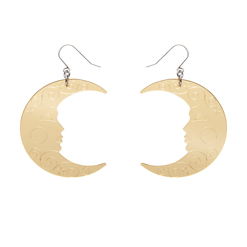 Erstwilder - Moon Mirror Drop Earrings - Gold