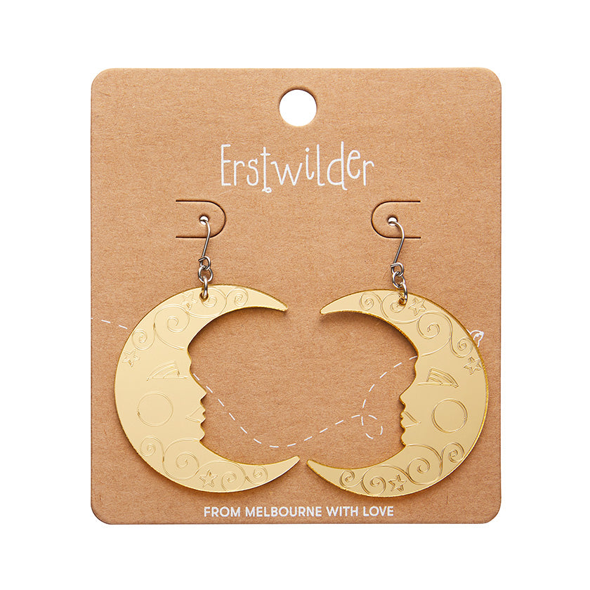 Erstwilder - Moon Mirror Drop Earrings - Gold