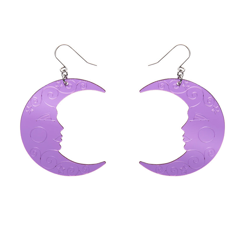 Erstwilder - Moon Mirror Drop Earrings - Purple