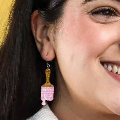 Erstwilder - Arts & Crafts - Paint Brush Ripple  Drop Earrings- Pink