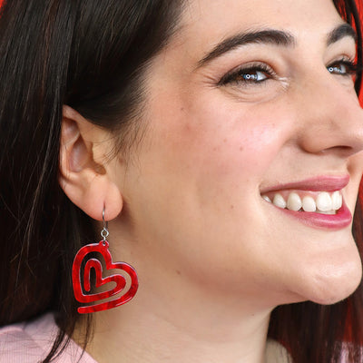 Erstwilder - Heart Maze Ripple Drop Earrings - Red