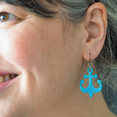Erstwilder Great Barrier Reef - Ship Anchor Drop Earrings - Blue