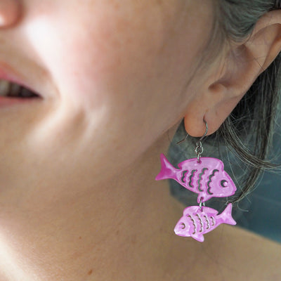 Erstwilder Great Barrier Reef - Fish Friends Drop Earrings - Pink