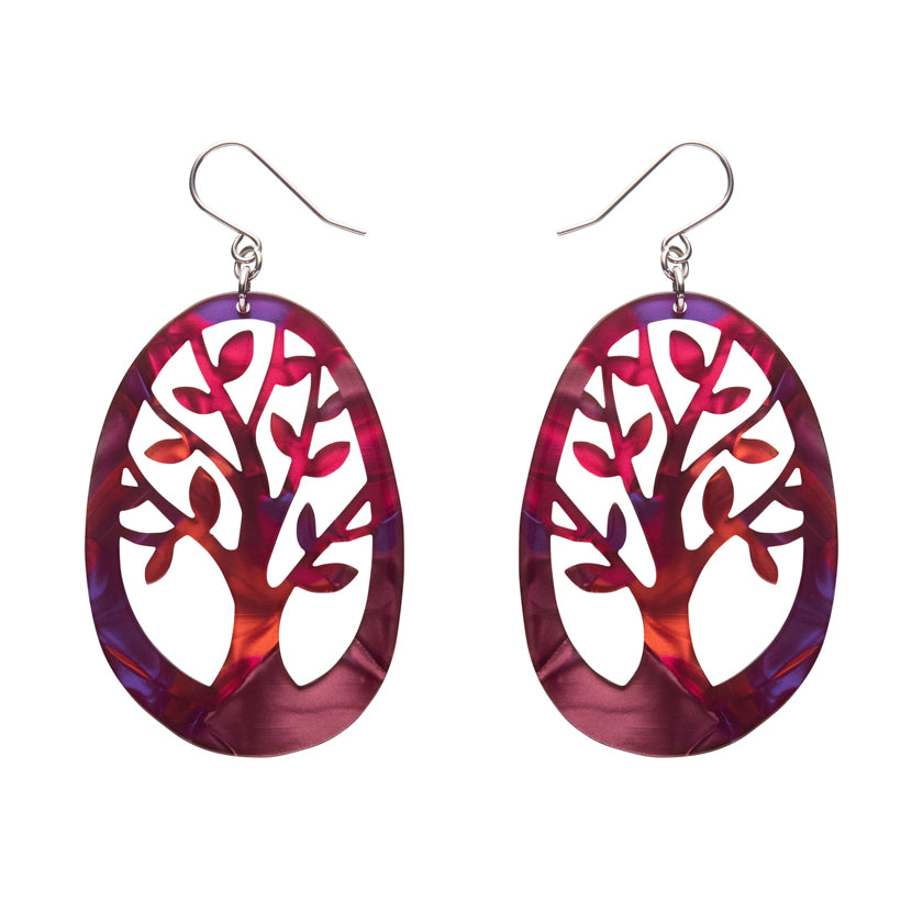 Erstwilder Tree Drop Earrings - Maroon