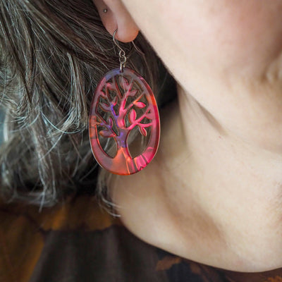 Erstwilder Tree Drop Earrings - Maroon