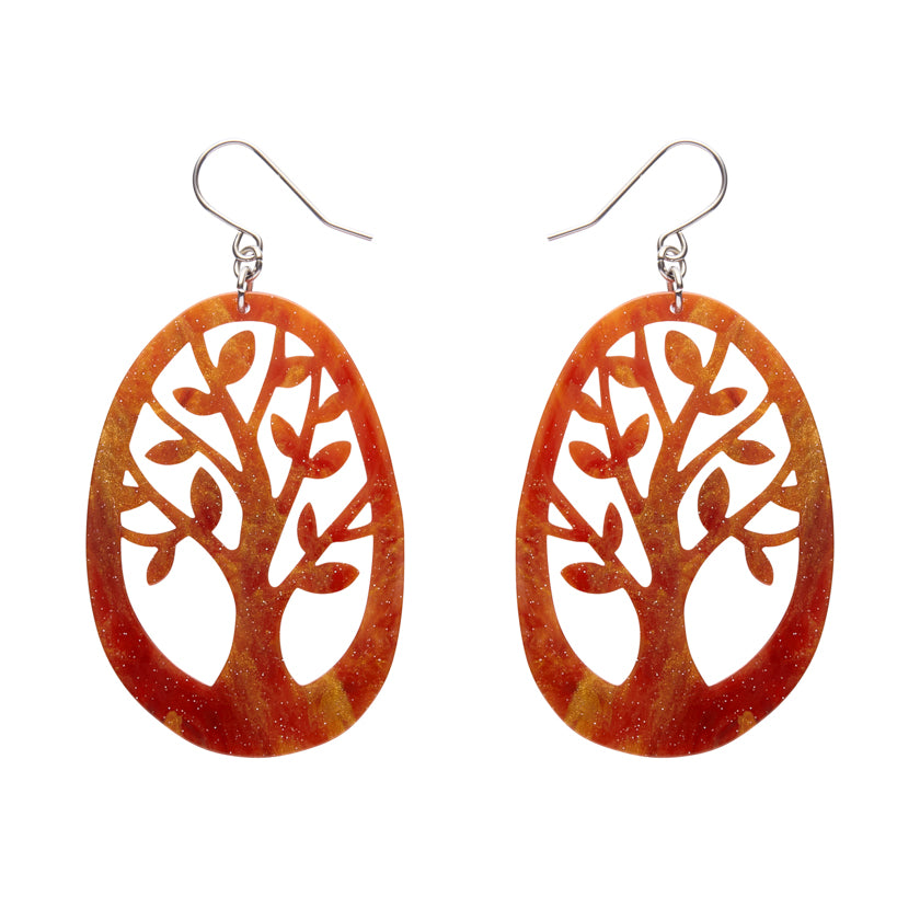 Erstwilder Tree Drop Earrings - Orange