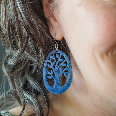 Erstwilder Tree Drop Earrings - Navy