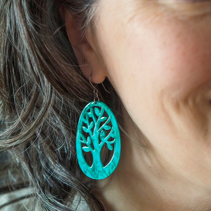 Erstwilder Tree Drop Earrings - Teal