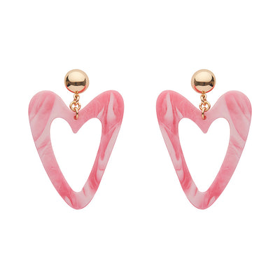 Erstwilder - Statement Textured Resin Heart Drop Earrings - Pink