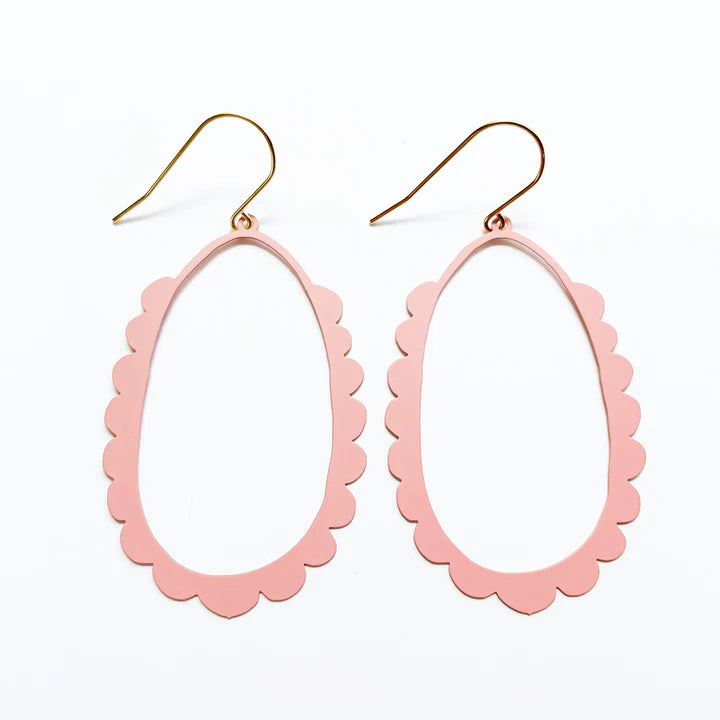 Denz + Co Scallop Hoops - Candy Pink
