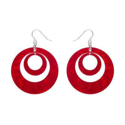 Erstwilder - Double Hoop Ripple Drop Earrings - Red