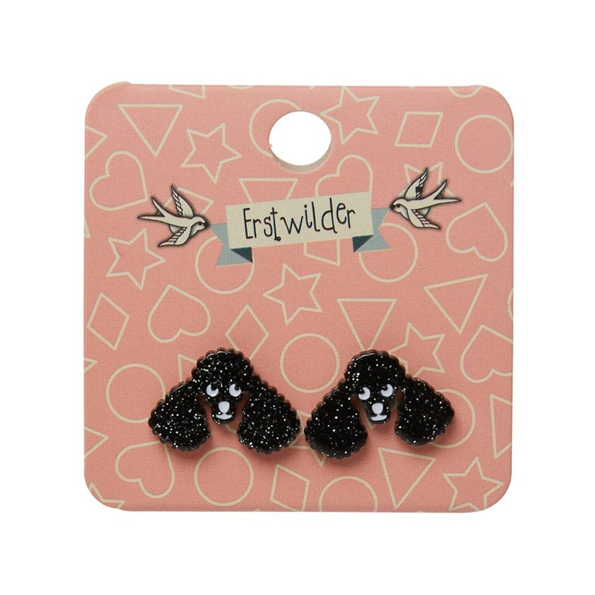 Erstwilder - Poodle Glitter Stud Earrings Black