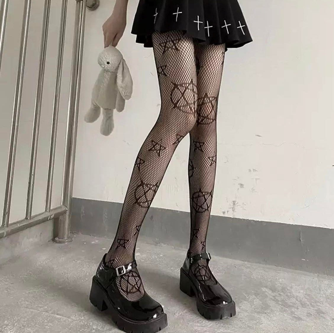 Pentacle Net Tights - Raven 01 – Popping Candy