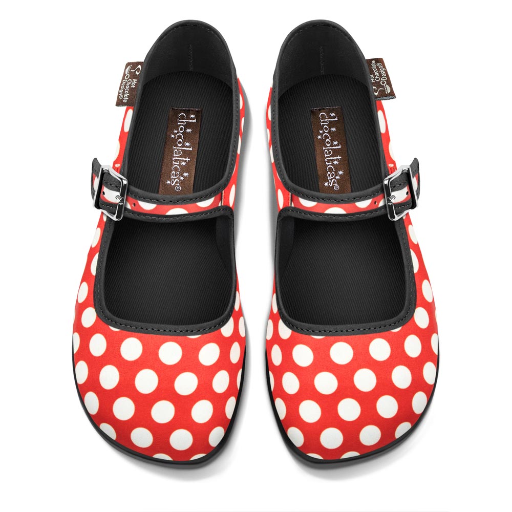 Chocolaticas_Red_Polka_womens_Mary_Jane_Flat_Front