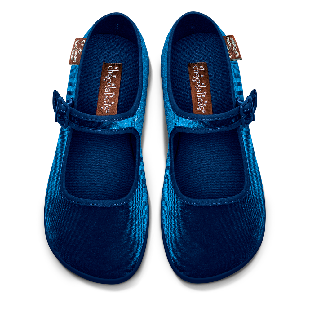 Chocolaticas_Velvet_Blue_womens_Mary_Jane_Flat_Front