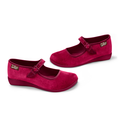 Chocolaticas_Velvet_Red_womens_Mary_Jane_Flat_Side